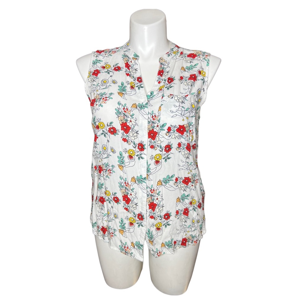 Primark Floral Sleeveless Button Down Tank size 14